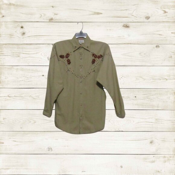 VTG Freego womens batwing long sleeve shirt Size PS khaki color - Picture 10 of 10